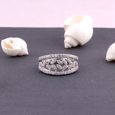Silver Leaf Band Diamond Ring for Girl